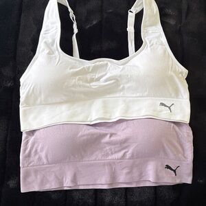 Puma Women's White and Light Purple Sports Bras